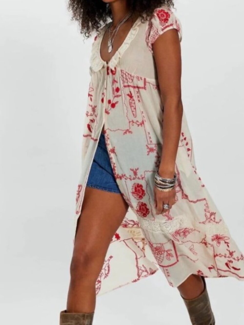 Free People Annie embroidered maxi top dress NWOT